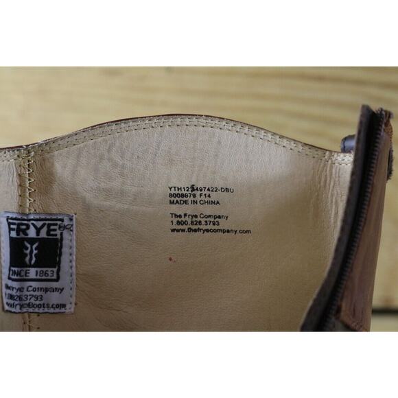 Frye Small Frye Boots Youth 12 Brown Leather Melissa 2 Tone Harness Girls Riding - Picture 9 of 11